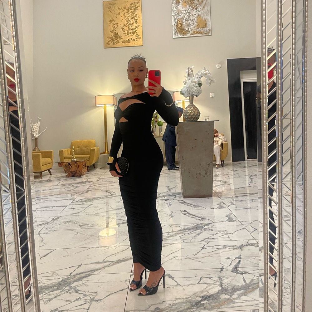 Elegant Black Cut-Out Dress
